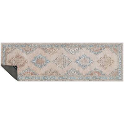 NeverMove Washable Designer Rug by GelPro 24x76 Jillian Dusty Blue - 24"x76"