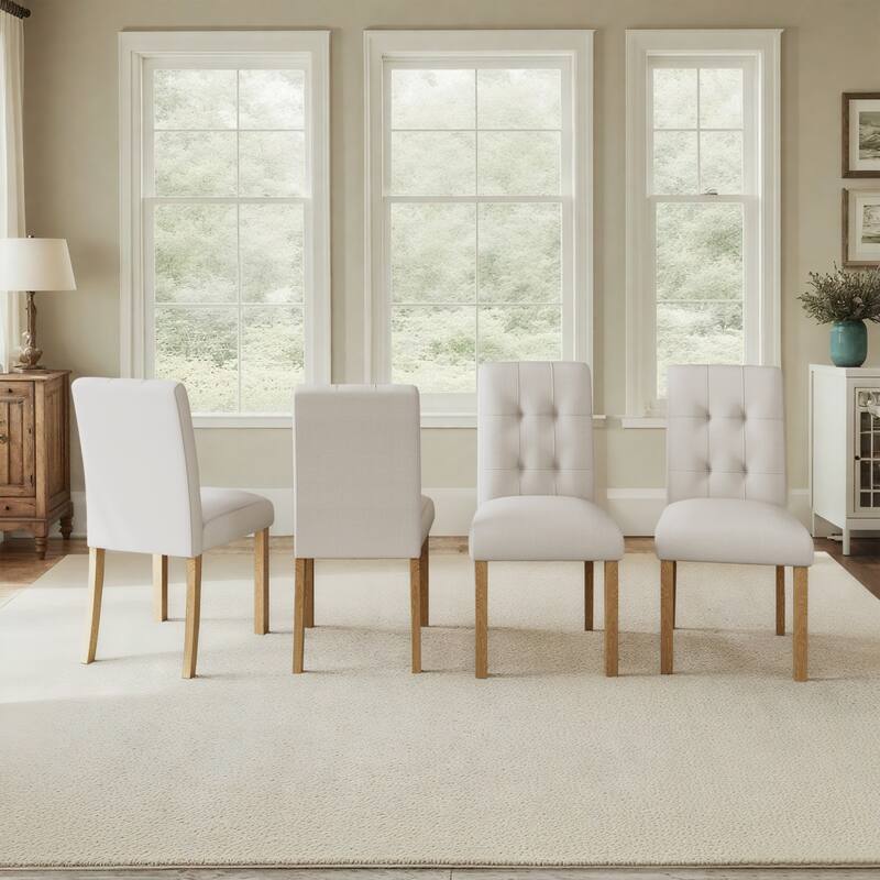 Fabric Dining Chairs Set of 4, Modern Dining Room Chairs w/ Wood Legs