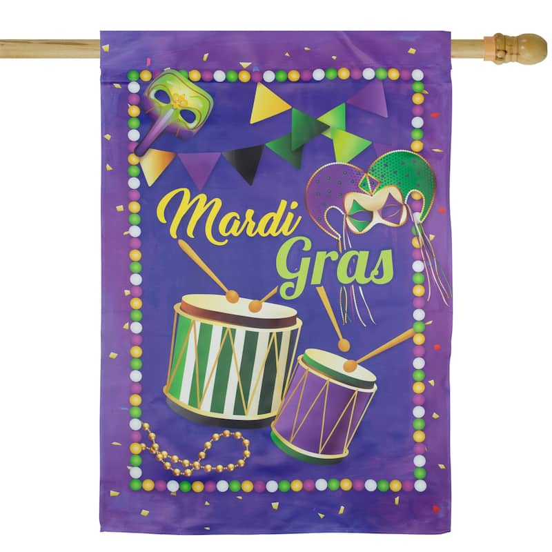 Carnival Masks and Drums "Mardi Gras" Outdoor Flag - 40" x 28"