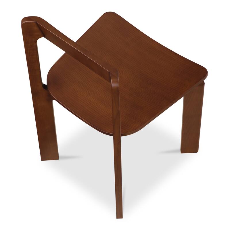 NADAAL STUDIOS Elowar Dining Chair, Solid Kiln-Dried White Ash Frame with Veneer Seat, Walnut Stained Ash - Set of 2
