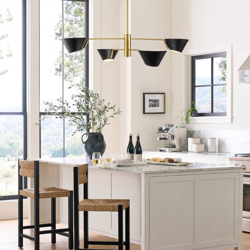 4/6-Light Mid-Century Modern Linear Sputnik Large Chandelier for Living Room 2/3-Tiered Industrial Cone Pendant Lighting