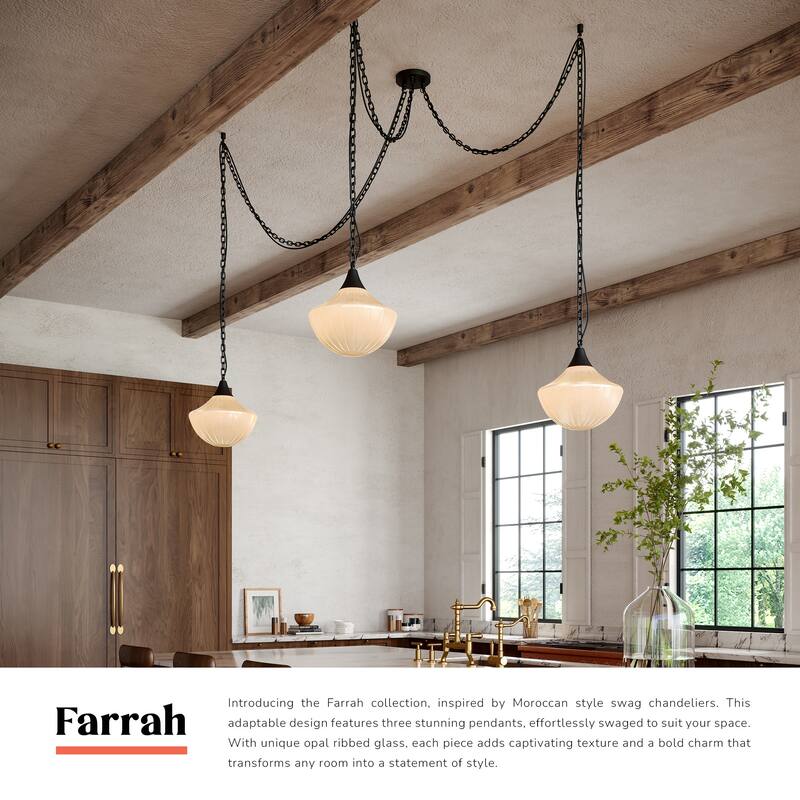 Alora Lighting MP651312 Farrah 3 Light 12" Wide Multi Light Pendant
