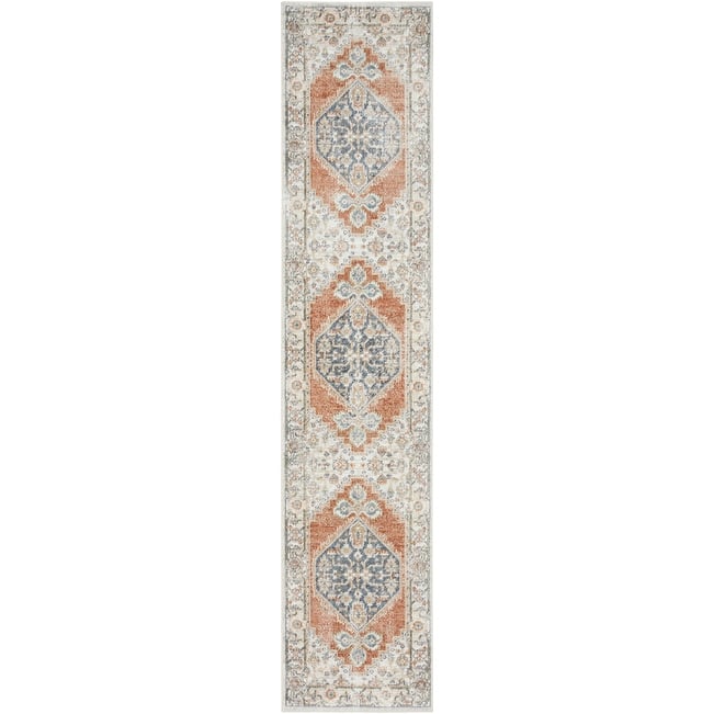 Nourison Abby Machine Washable Indoor only Persian Distressed Area Rug - 2' 2" x 10' - Grey/Multicolor - Runner