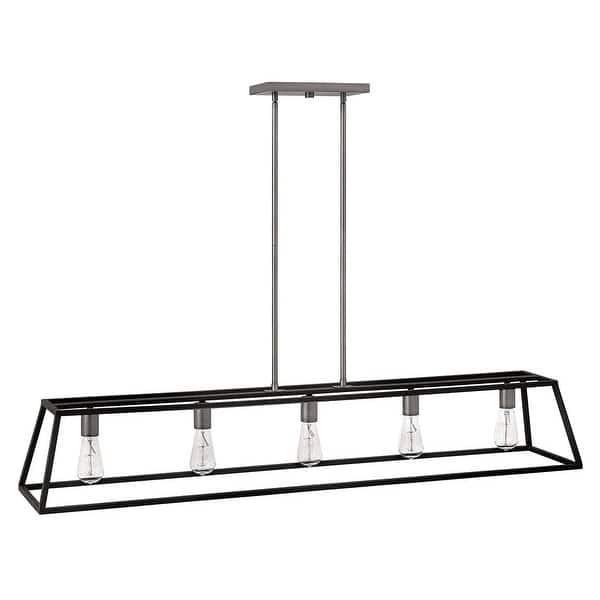 slide 2 of 4, Hinkley Lighting Fulton 50" Wide 5 Light Open Frame Linear Chandelier Aged Zinc