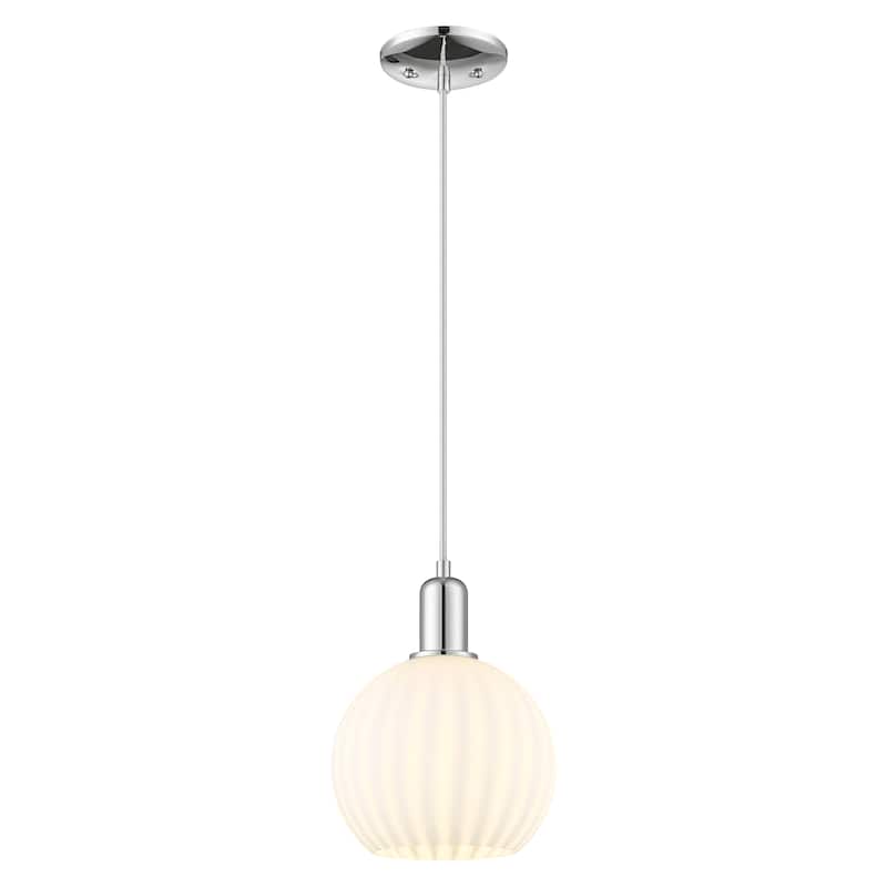 Innovations Lighting Endless Possibilities Arcadia - White Venetian - 1 Light 8" Cord Hung Mini Pendant - Polished Chrome