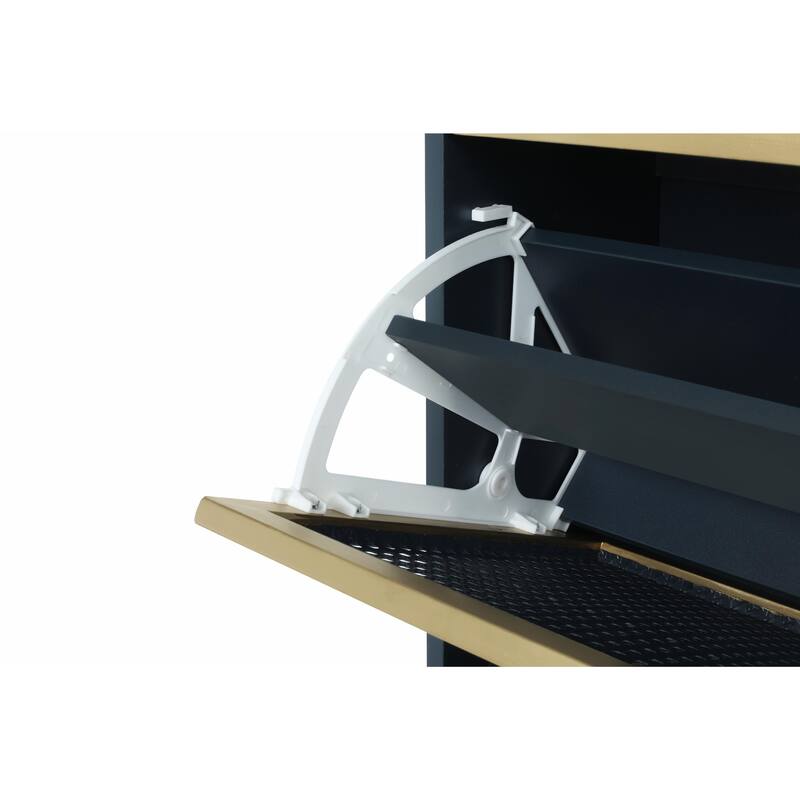 Modern Freestanding Shoe Storage Cabinet with 3 Metal Doors