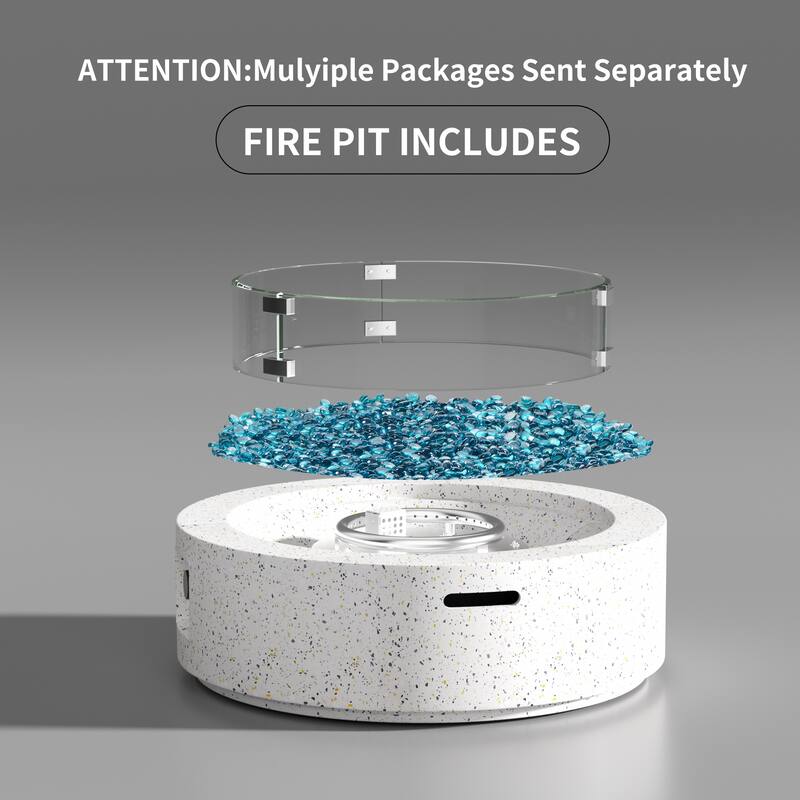 Propane Outdoor Fire Pit With Tank Table, Wind Glass