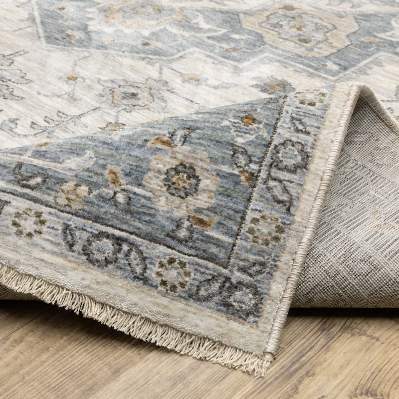 Style Haven Marley Traditional Medallion Blue/ Ivory Area Rug