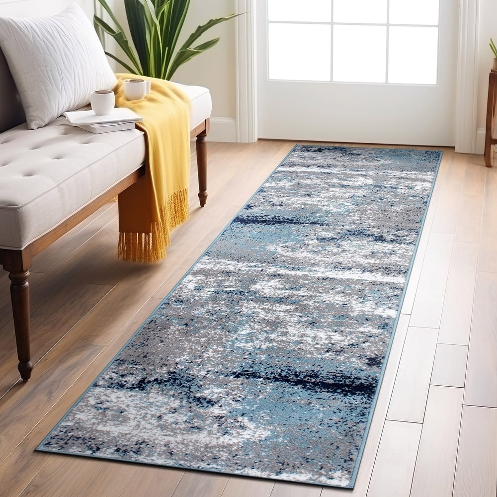 World Rug Gallery Distressed Abstract Watercolor Area Rug