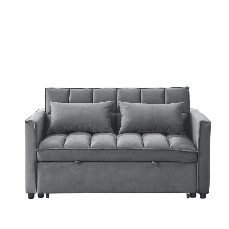 Modern Convertible Futon Sofa Bed,Adjustable Backrest,Armrest Holders