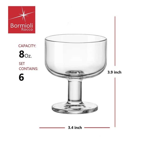 Bormioli Rocco Hosteria Glass Dessert Cup with Feet Set of 6 - 8 oz.