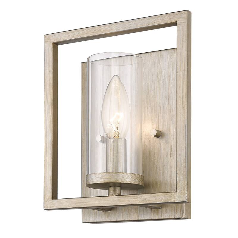 Golden Lighting Marco 1-light Wall Sconce in White Gold with Clear Glass - 3.5" L x 7" W x 8.5" H