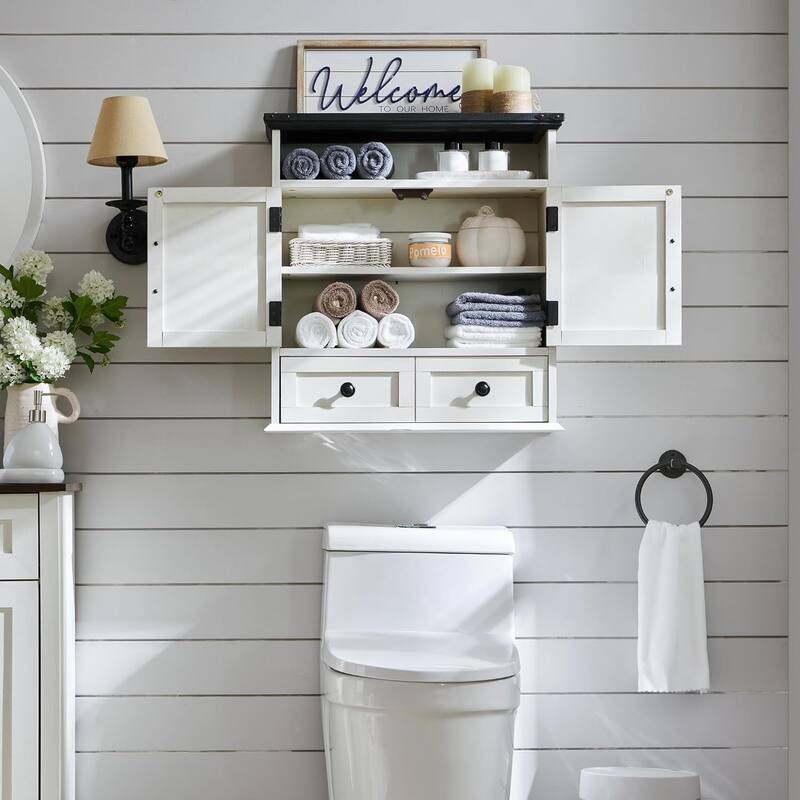 24" Farmhouse Wide Bathroom Wall Cabinet, Medicine Cabinet