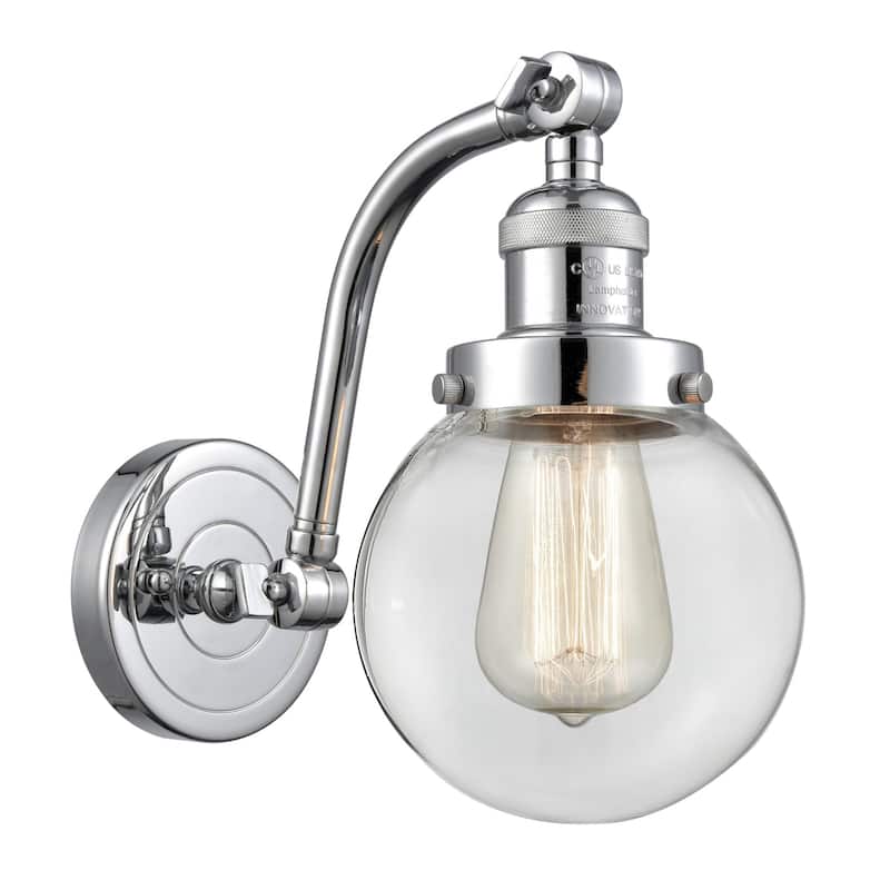 Innovations Lighting Beacon Single Light 6" Wide Wall Sconce - Polished Chrome / Clear