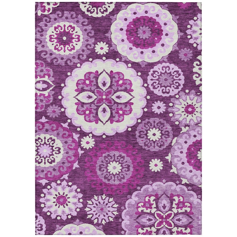 HomeRoots Floral Medallion Transitional Rectangle Outdoor Rug