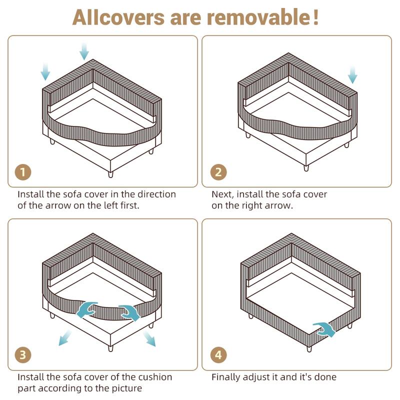 GDFStudio - Plush Corduroy 4-Seater 104.3" Deep Seat Convertible Sofa