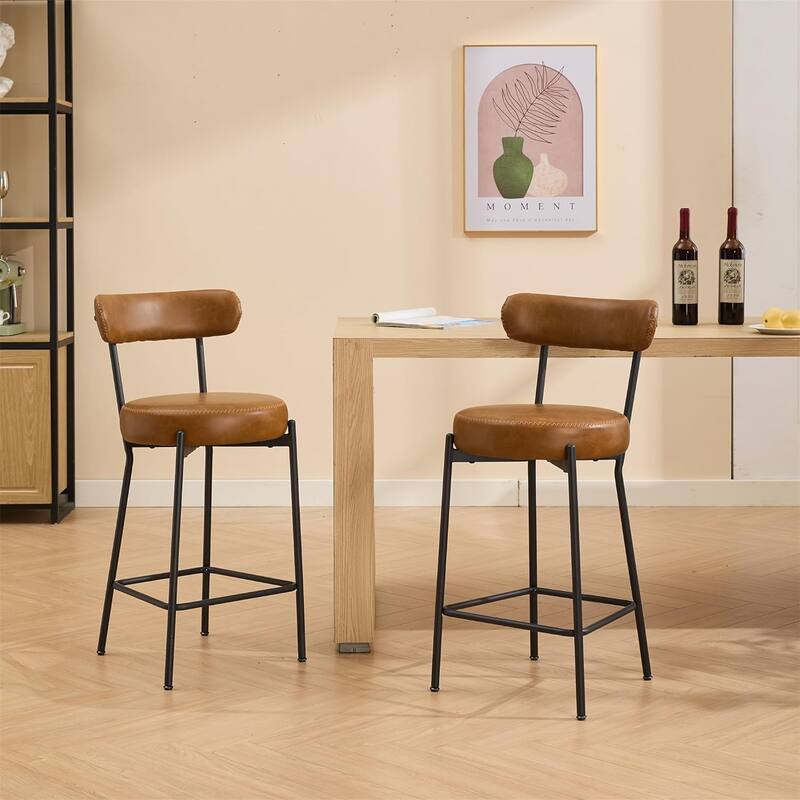 27" Bar Stools Set of 2, Modern Metal Tall Bar Stools