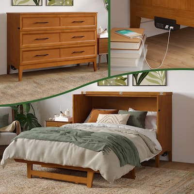 Santa Fe Murphy Bed Chest with Mattress and Built-in Charger