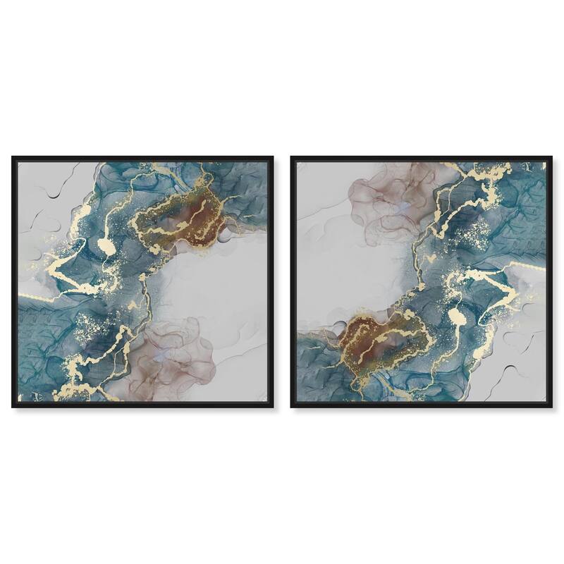 Azure and Gold Canvas by Art Remedy - 40" x 40" - Silver