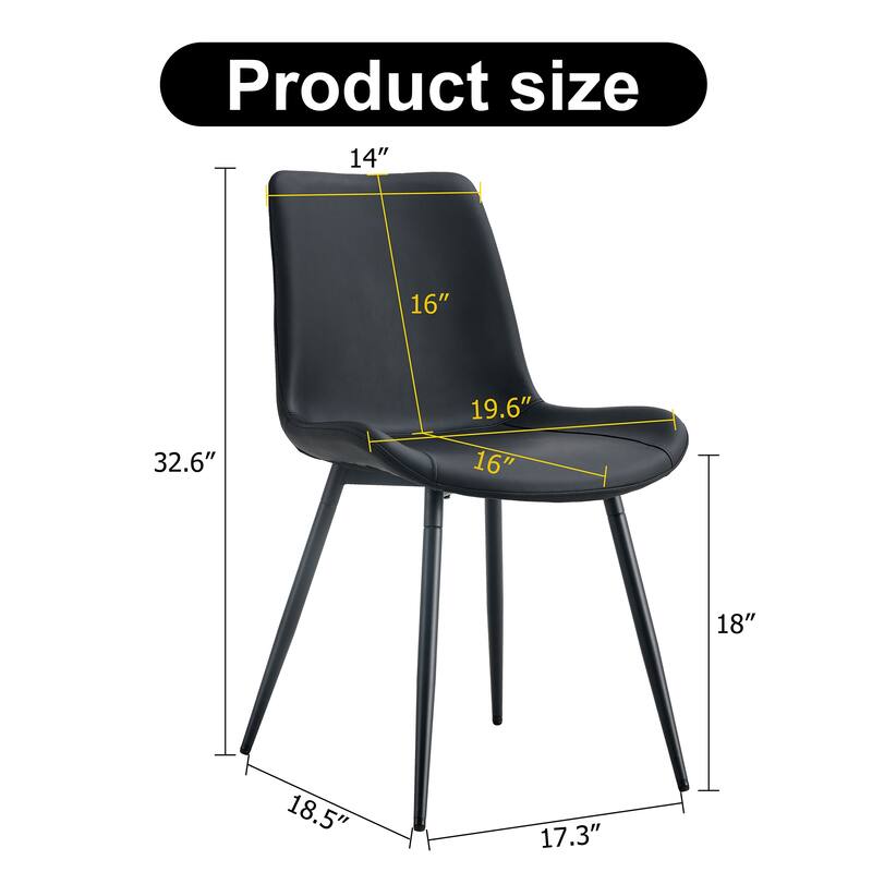 Black artificial leather backrest cushion dining chair