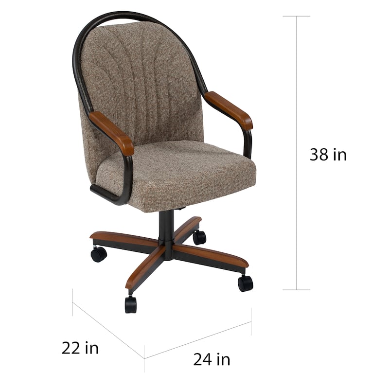 Casual Dining Barell Swivel and Tilt Rolling Dining Chair - 38"Hx221/2"Wx22"D - 38"Hx24"Wx22"D