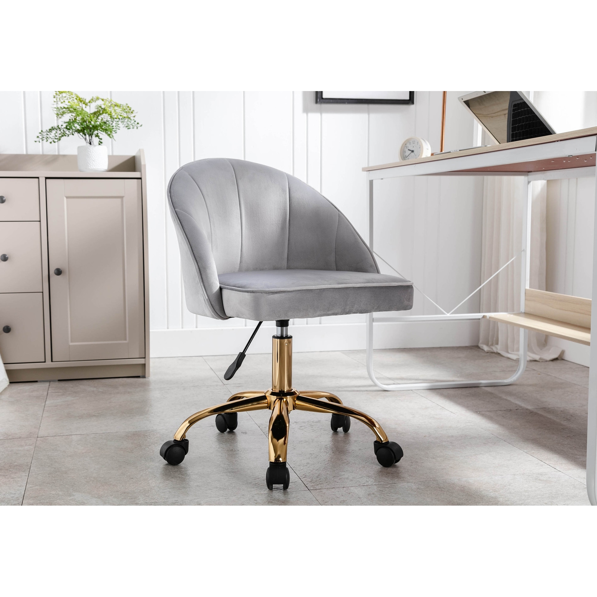 Circular Back and Gold Legs Porthos Home Cabot Velvet Desk Chairs Circular Back and Gold Legs Porthos Home Cabot Velvet Desk Chairs