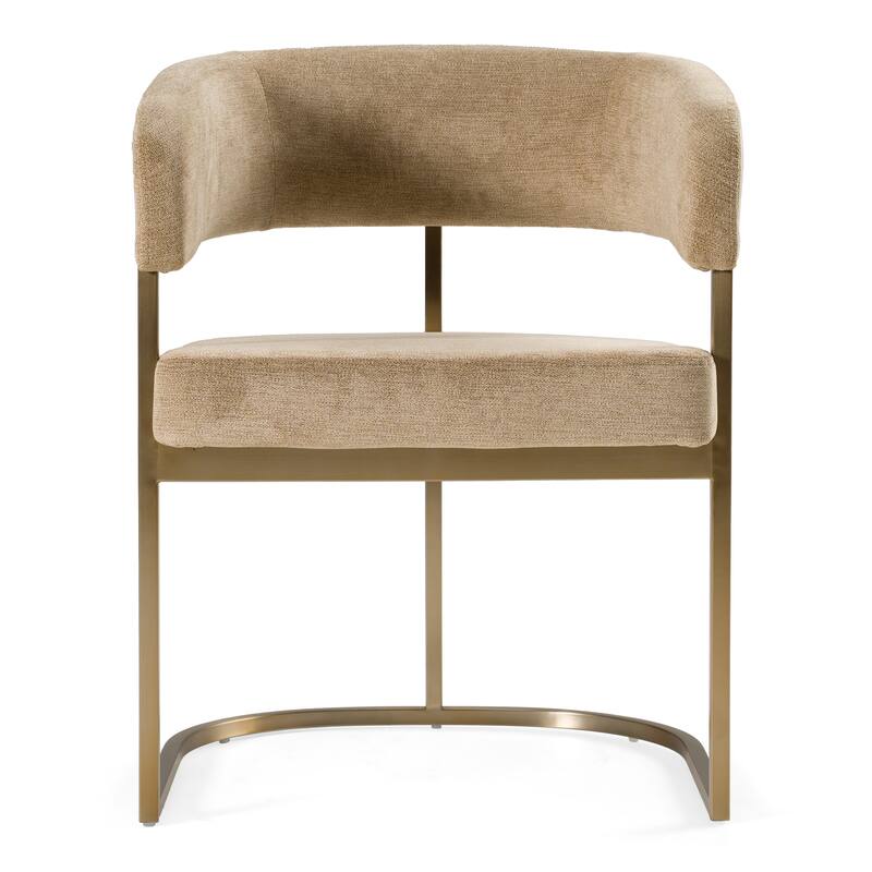 Modrest Sebastian Modern Brown Fabric & Antique Brass Dining Chair