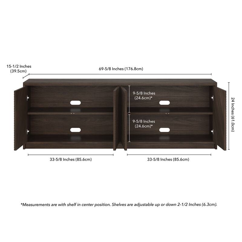 Renad Rectangular Fluted TV Stand for TV's up to 78" - 70" Wide