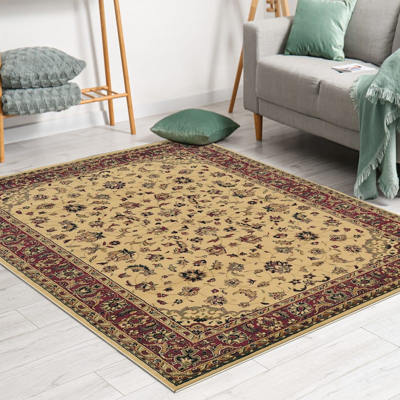 Admire Home Living Caroline Traditional Floral Sarouk Pattern Area Rug - 3'3 X 4'11 - Ivory