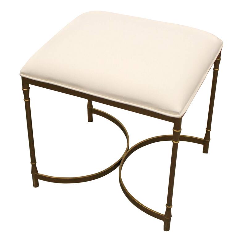 HomeRoots 21" Ivory And Brass Iron Backless Bar Chair