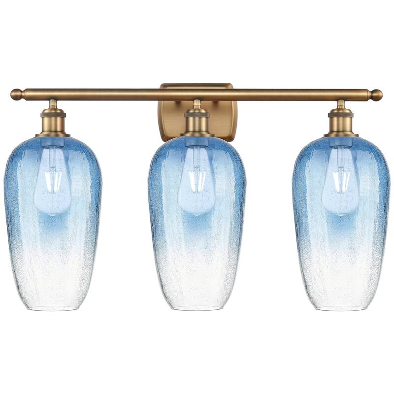 Innovations Lighting 516-3W-16-27 Brookhaven Flute Vanity Brookhaven - Brushed Brass / Sapphire Blue