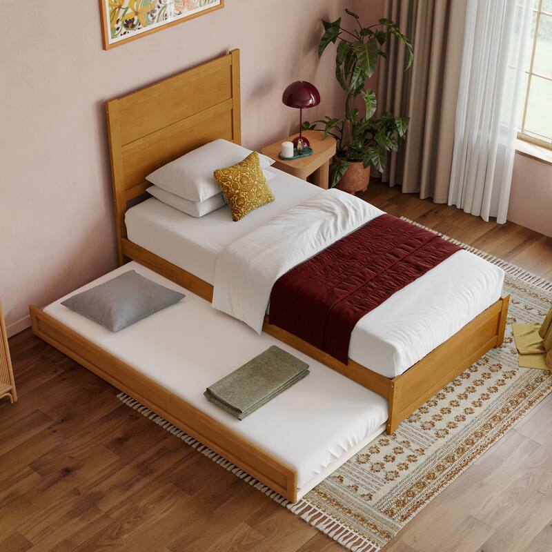 Aveline Wood Platform Bed with Matching Footboard & Trundle