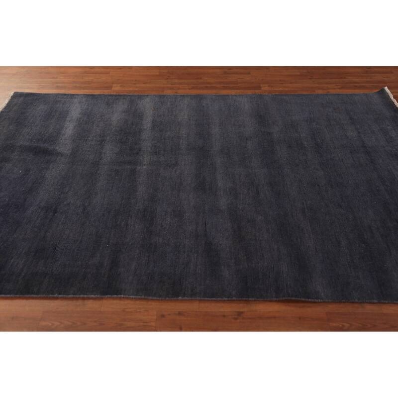 Navy Blue Gabbeh Modern Area Rug Handmade Wool Carpet - 5'6" x 7'10"