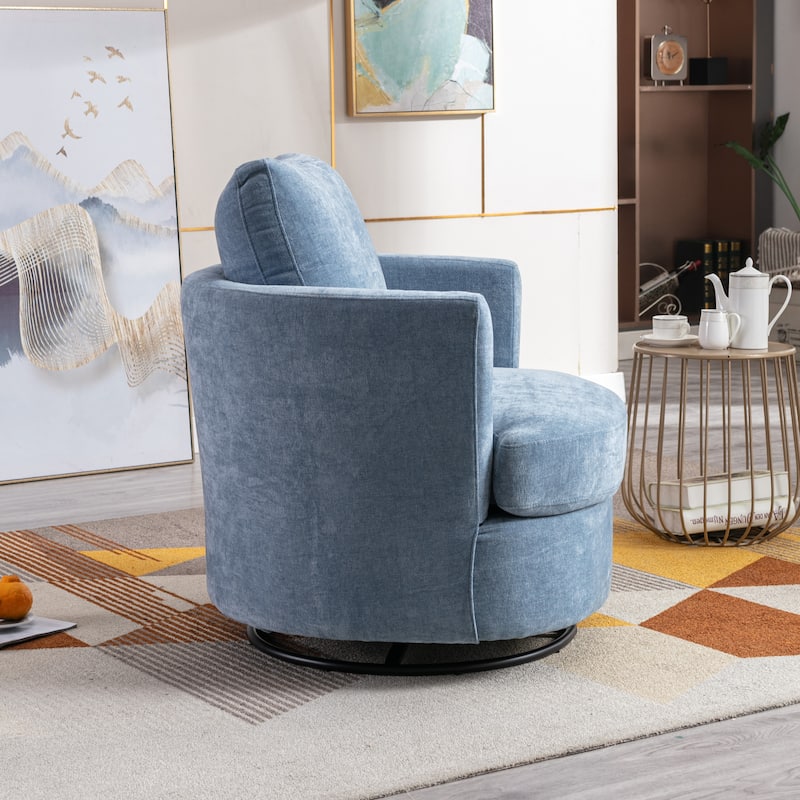 Modern Upholstered Swivel Barrel Chair(Set Of 2)
