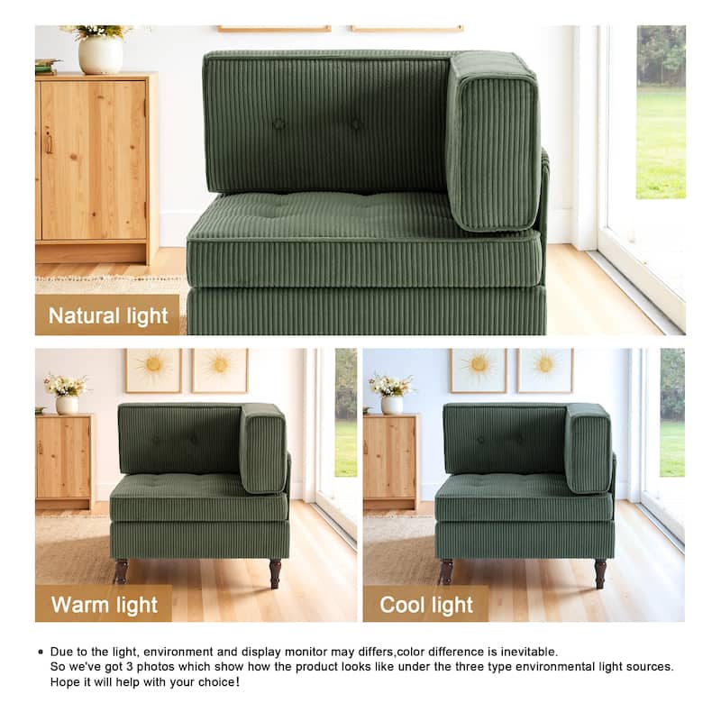 32.57" W Upholstered Corduroy Corner Accent Chair