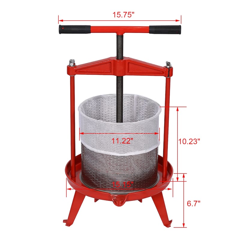 3.69-Gallon Red Stainless Steel Fruit Wine Apple Press Wine Making Instrument