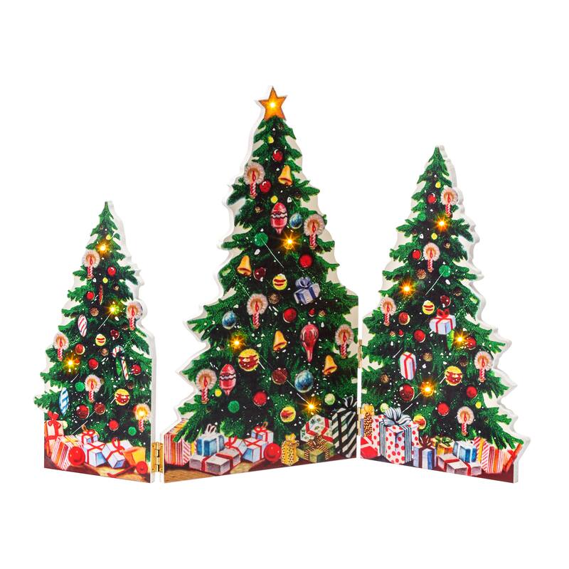 15" Illuminated Folding Scene - Christmas Trees