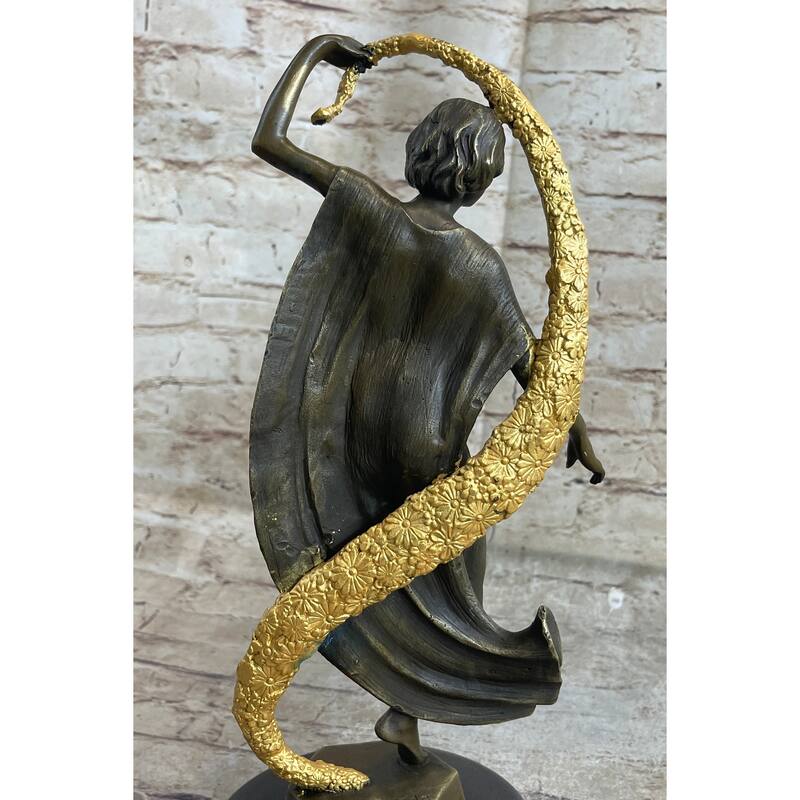 Scarf Dancer Pure Bronze Art Deco Dancer Signed Guirande Hot Cast Figurine Gilt