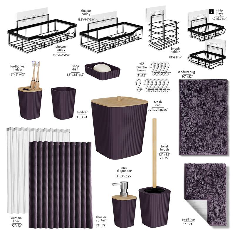 Emperyan Bathroom Accessories Set with Shower Caddy and Bath Rugs
