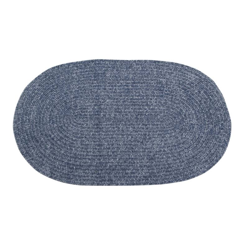 Better Trends Chenille Solid & Tweed Braid Collection is Durable and Stain Resistant Reversible Indoor Area Utility Rug - Black/Grey - 5' x 8' Oval