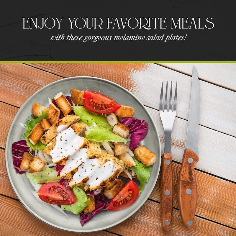 Fifth Avenue Melamine Salad Plates, Lightweight Plates, Set of 4 - 11 Inch