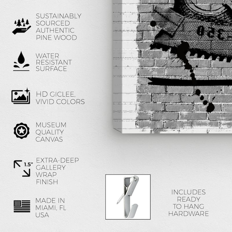 Wynwood Studio Fashion and Glam Brick Sneaker Black and Modern & Contemporary Wall Art Canvas Print