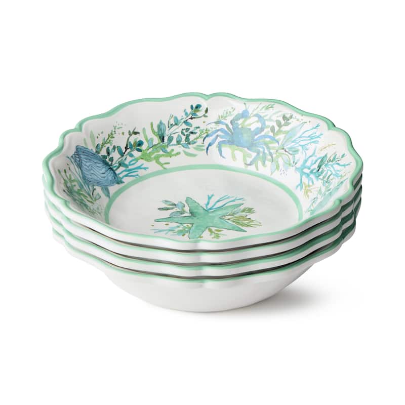 Certified International Sea Glass Melamine 28 oz. All Purpose Bowls, Set of 4 - 8.50"L x 8.50"W x 2.00"H