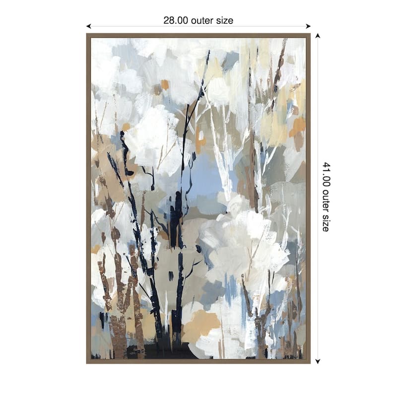 Silversong Birch II by Lera Framed Canvas Wall Art Print - Sylvie Dark Gold - 28 x 41 in