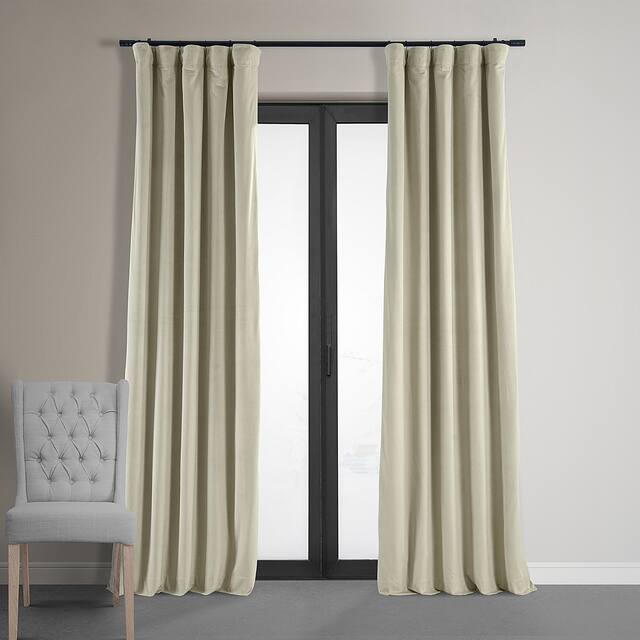Exclusive Fabrics Signature Velvet Blackout Curtain (1 Panel) - 50 x 108 - Cool Beige