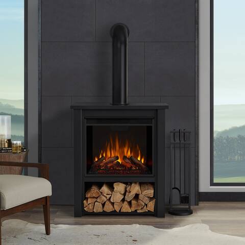 Hollis Rustic Black Electric Fireplace