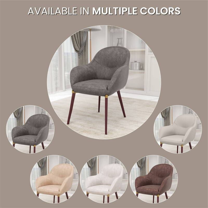 Elias Dining Chair Upholstered in Leather Velvet and Powder Coated Legs Set of 2