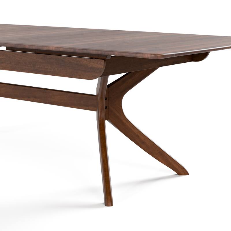 Furniture of America Abigail IV Mid-Century Modern 5-Piece Rich Walnut Solid Wood Extendable Dining Set with Self-Storing Leaf