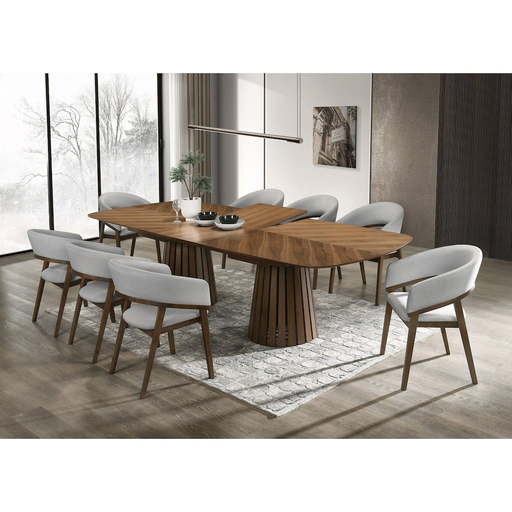 Modrest Truman Mid-Century Modern Walnut Extendable Dining Table