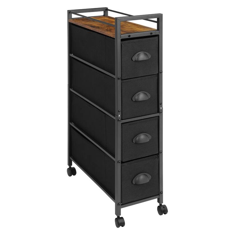 4 Drawers Narrow Dresser, Fabric Storage Cabinet, Vertical Standing Storage Chest